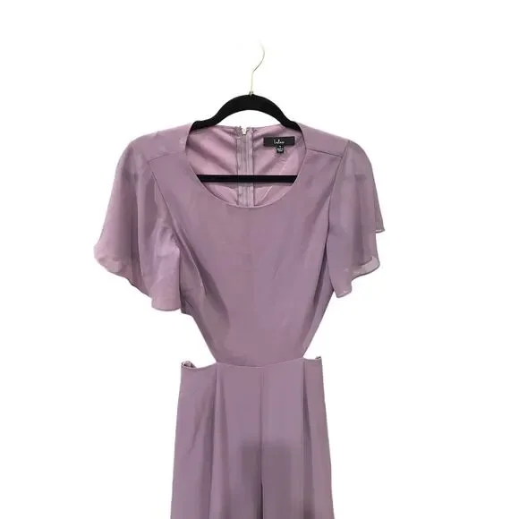 LULUS Lilac V-Neck Waist Cutout Jumpsuit S EUC Pastel Event - Picture 4 of 6